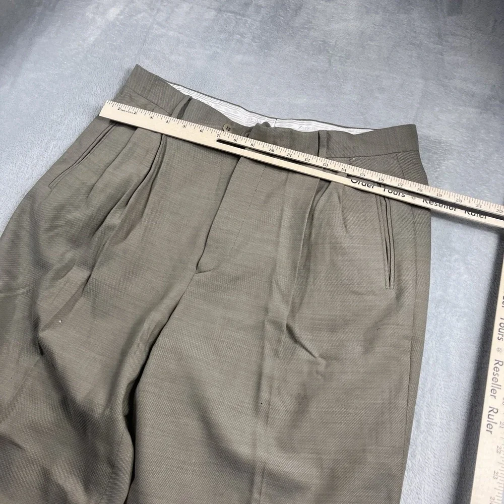 Zanella Dress Pants Duncan Mens Size 35 Brown Pleated 100% Wool Cuff Hem Italy
